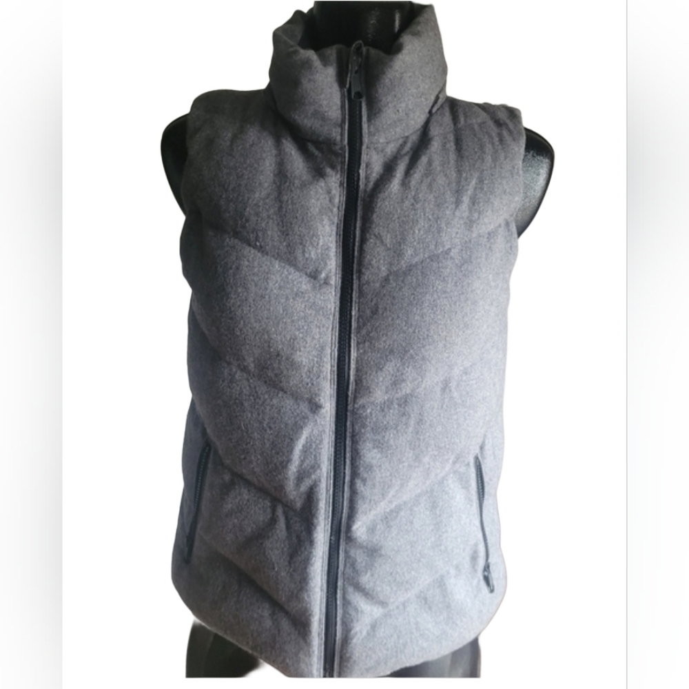 Gap Wool Blend Grey Quilted Puffer Vest Size S